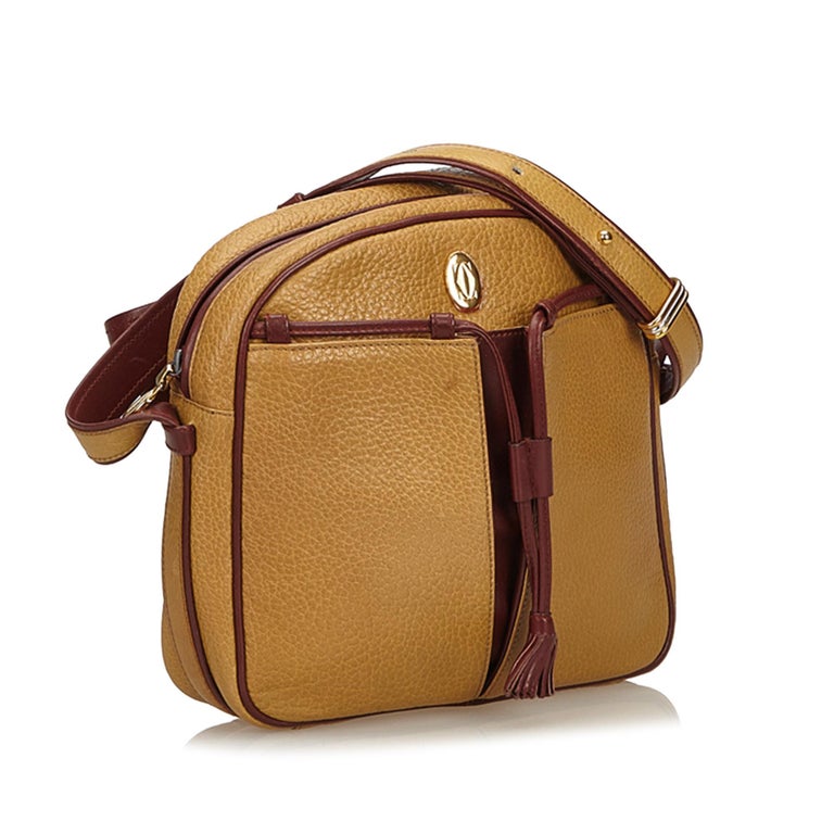 Cartier Brown Beige Leather Tasseled Must de Cartier Crossbody Bag ...
