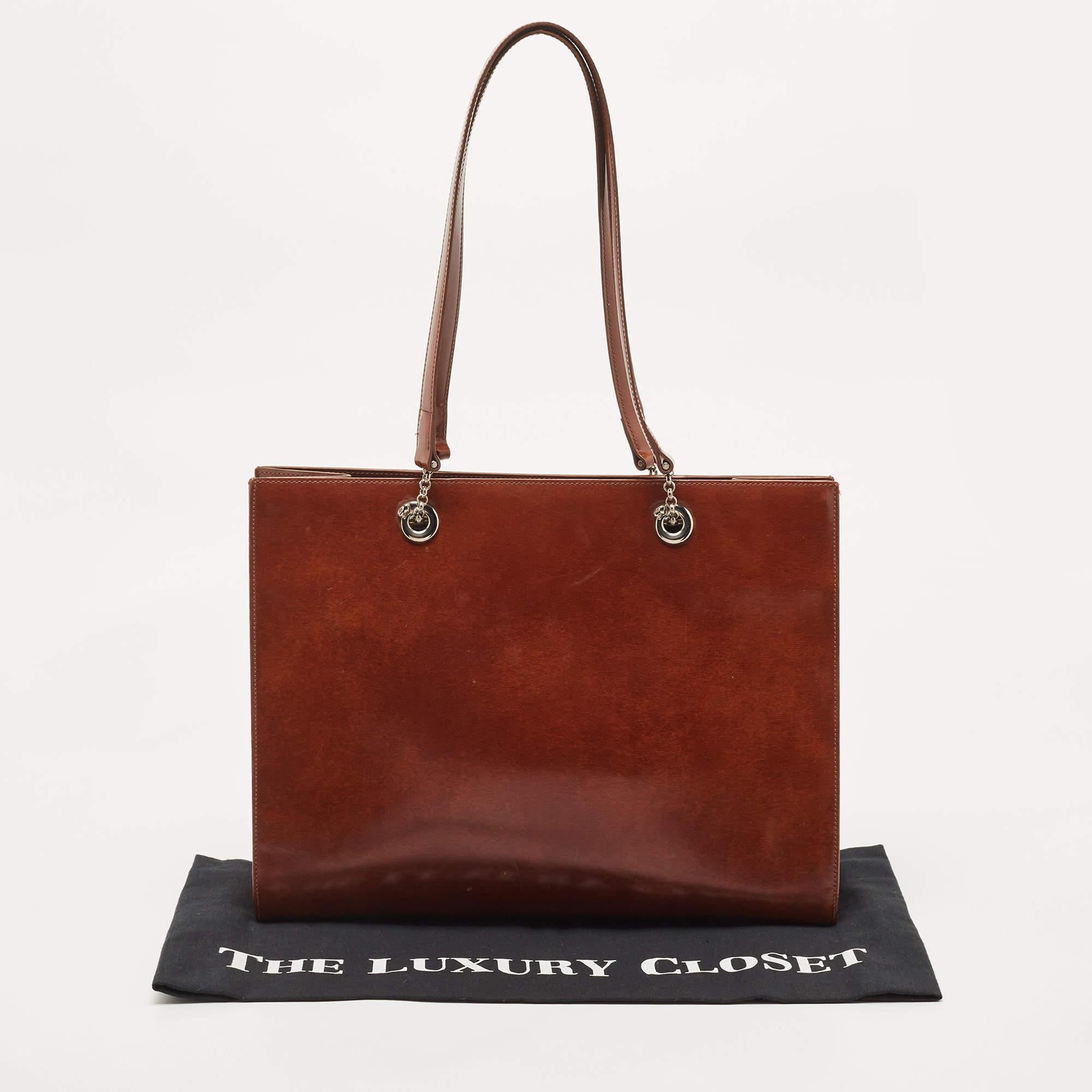 Cartier Brown Gloss Leather Panther Tote 15