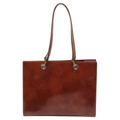 Cartier Brown Gloss Leather Panther Tote