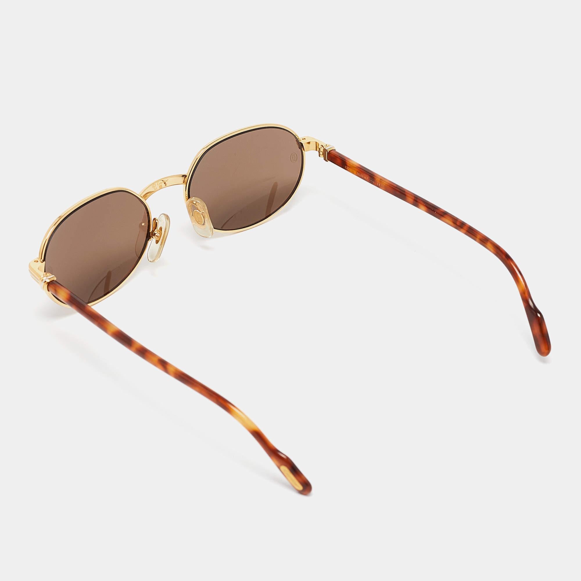Marron Lunettes de soleil ovales St Honore de Cartier Brown/Or
