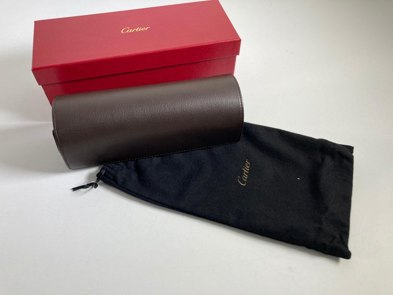Cartier Brown Leather Gold Hardware Travel Watch Storage Case For Sale