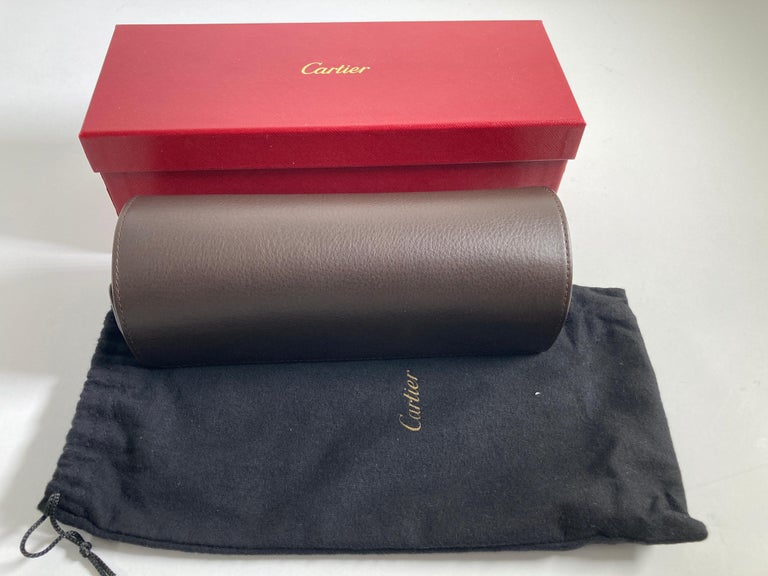 Cartier Brown Leather Gold Hardware Travel Watch Storage Case For Sale