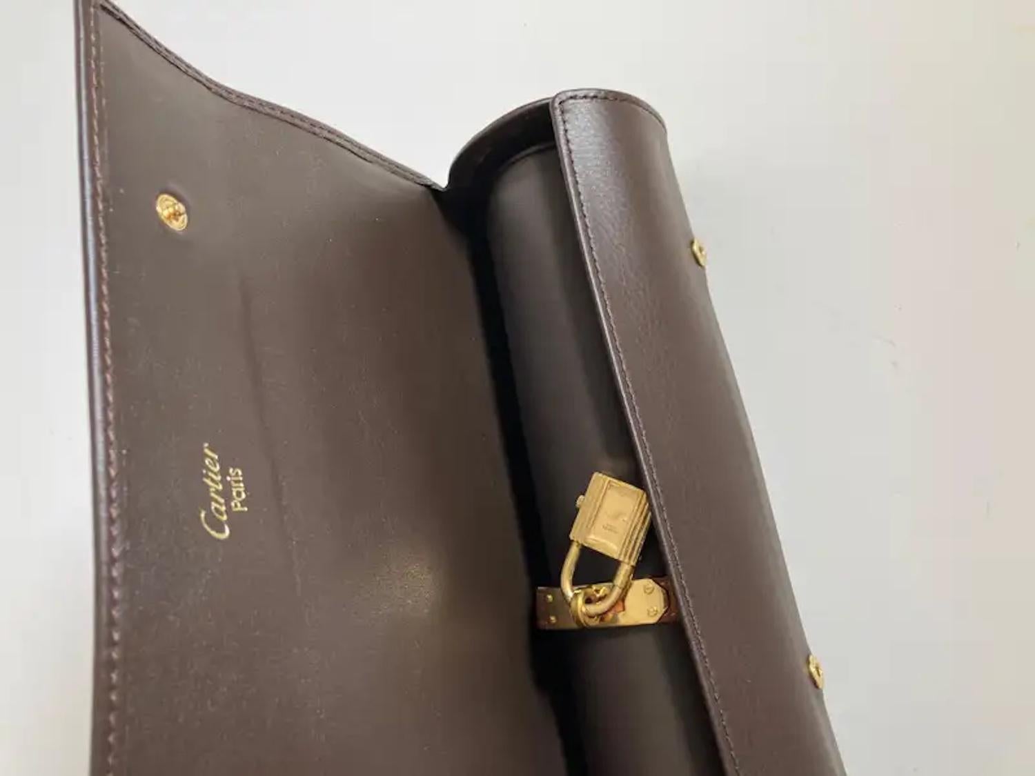 Cartier Brown Leather Gold Hardware Travel Watch Storage Case 4