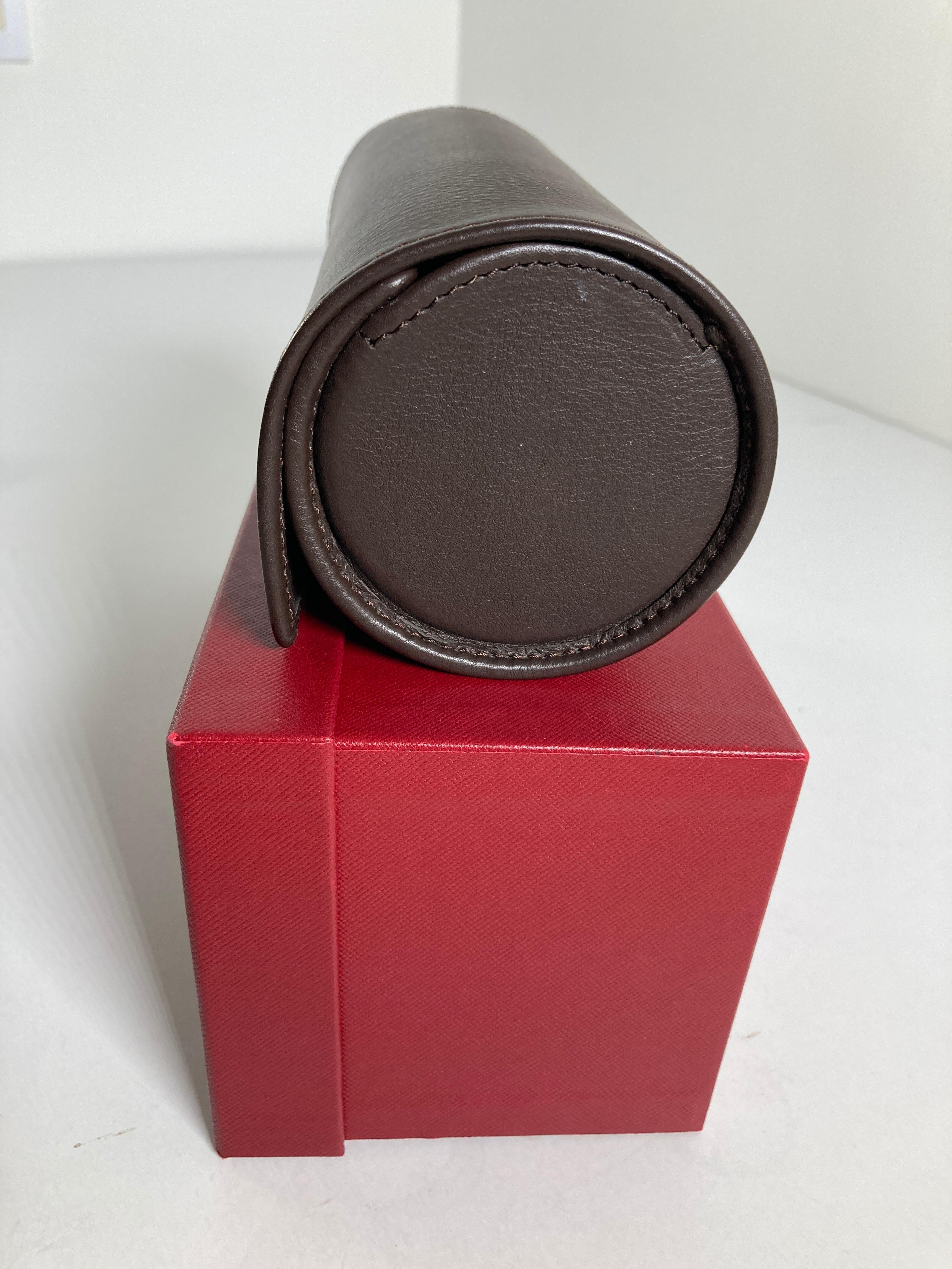 Cartier Brown Leather Gold Hardware Travel Watch Storage Case 1