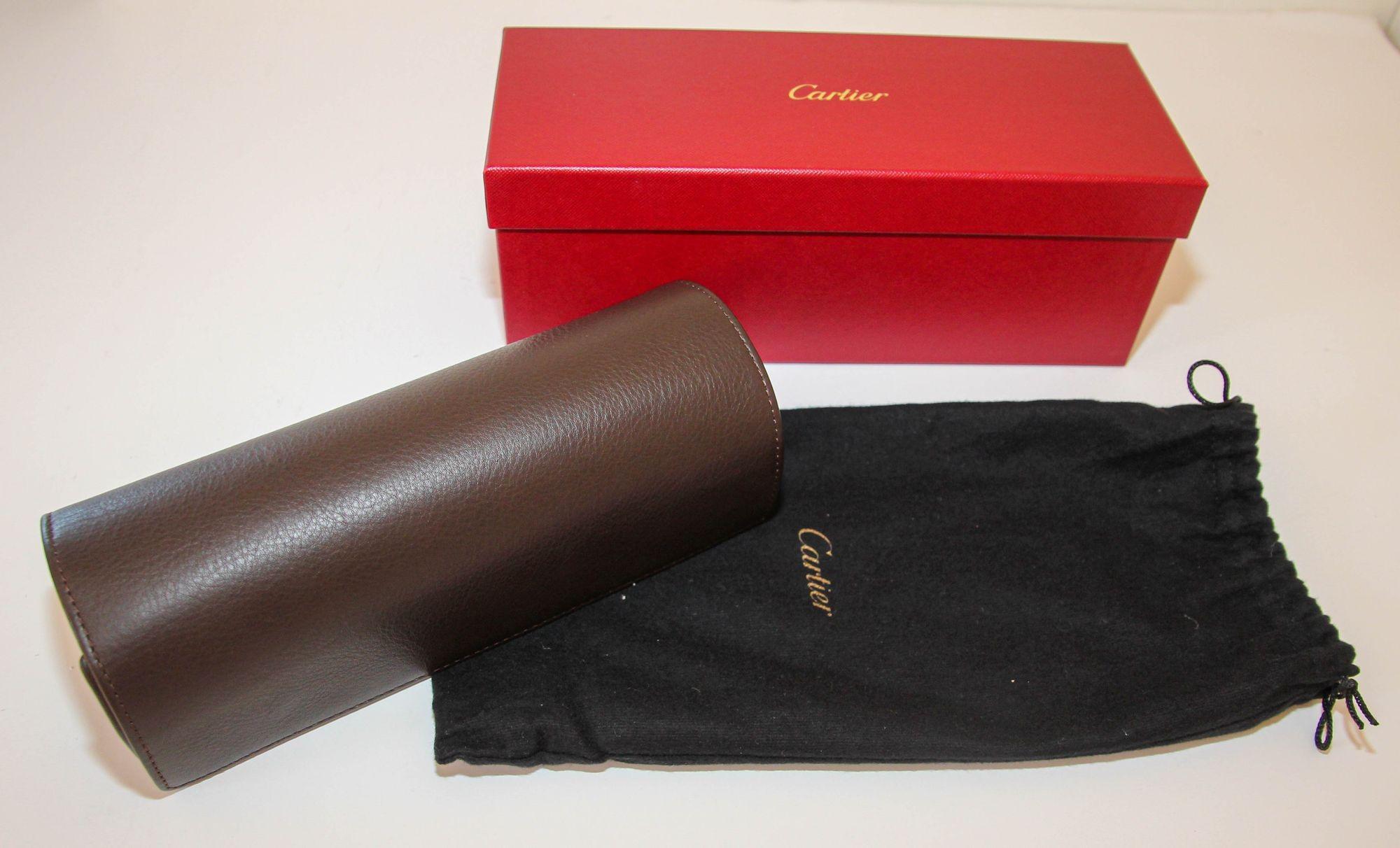 Cartier Brown Leather Gold Hardware Travel Watch Storage Case (Étui de voyage pour montres en cuir brun) 5