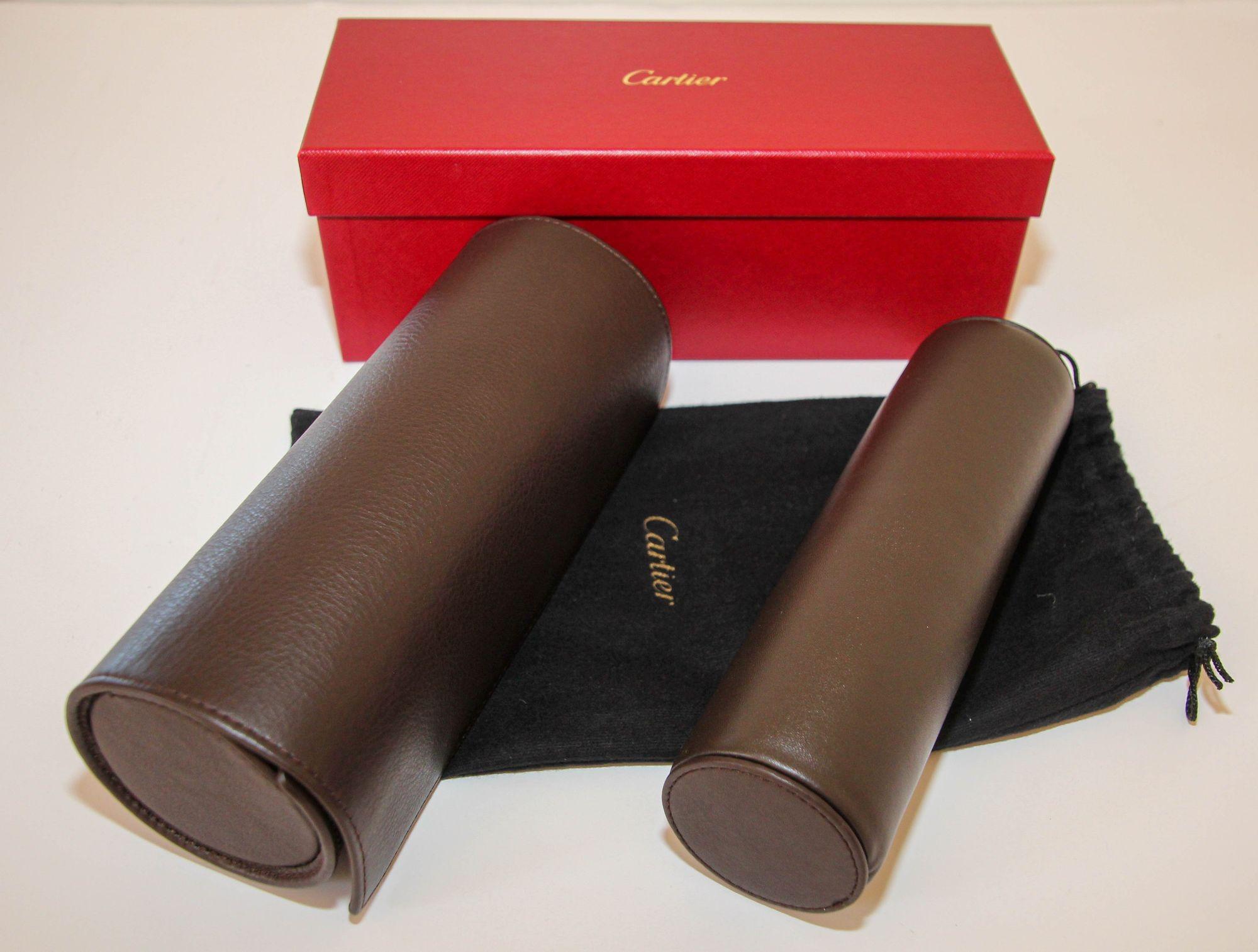 Cartier Brown Leather Gold Hardware Travel Watch Storage Case (Étui de voyage pour montres en cuir brun) 7