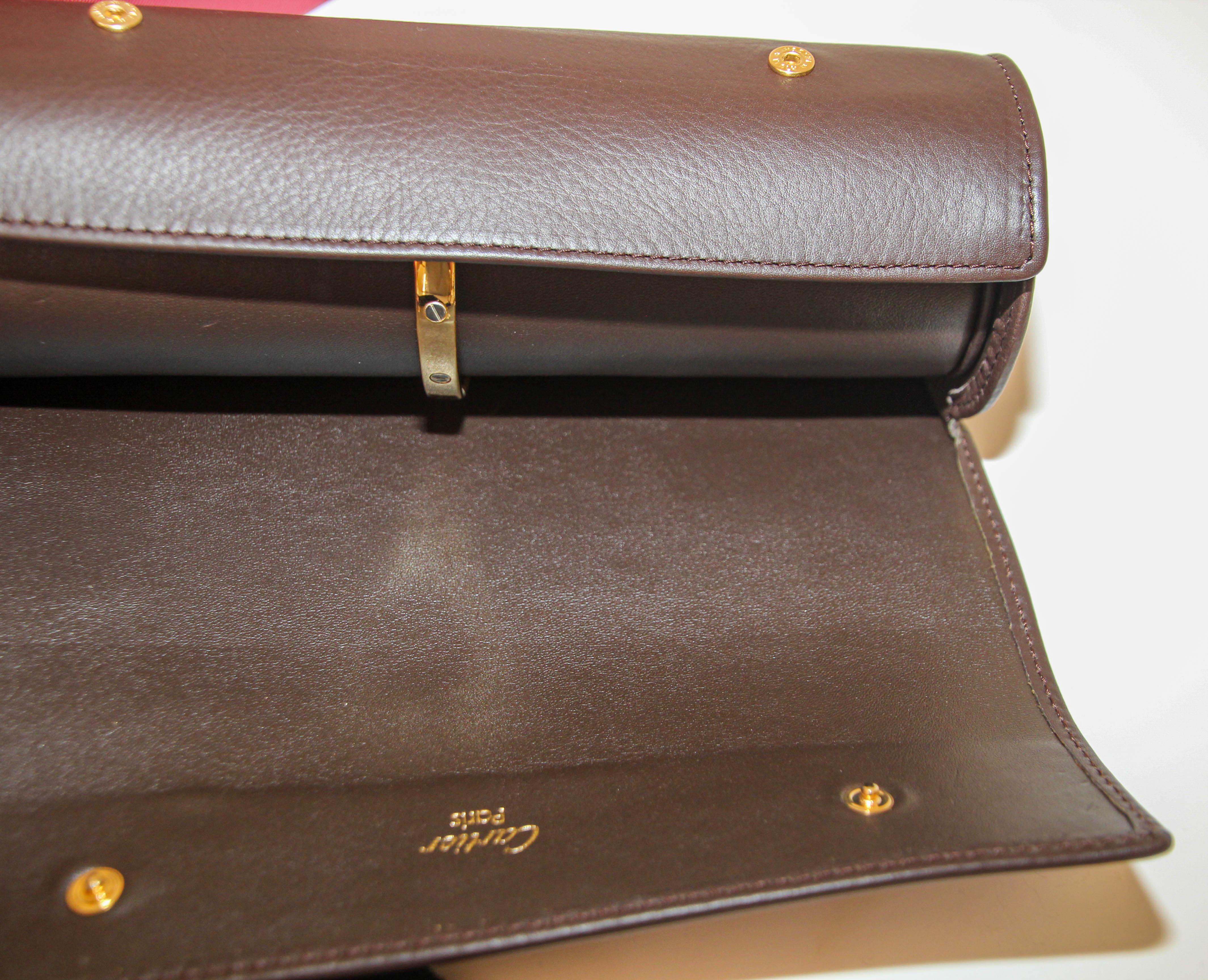 Cartier Brown Leather Gold Hardware Travel Watch Storage Case 10
