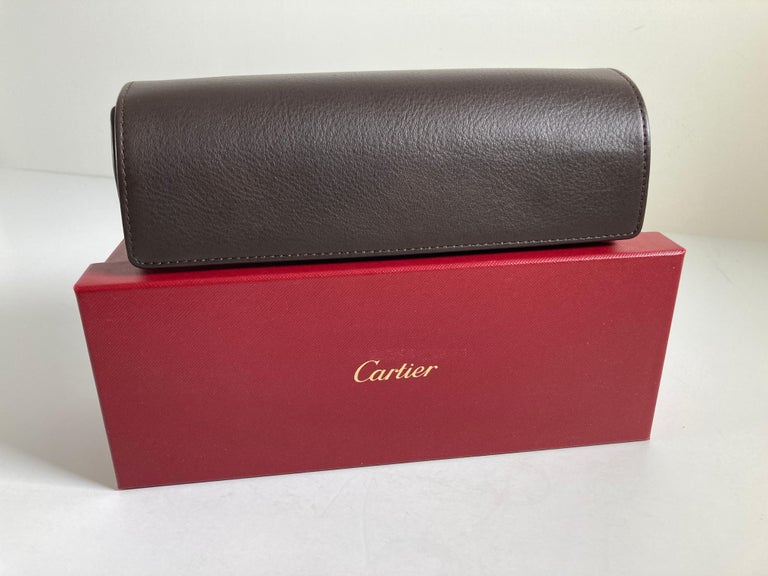 Cartier Brown Leather Gold Hardware Travel Watch Storage Case For Sale