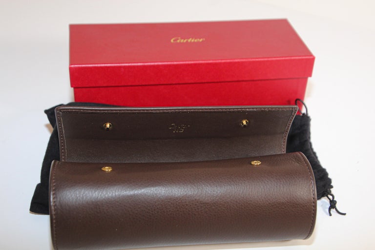 Cartier Brown Leather Gold Hardware Travel Watch Storage Case For Sale at  1stDibs