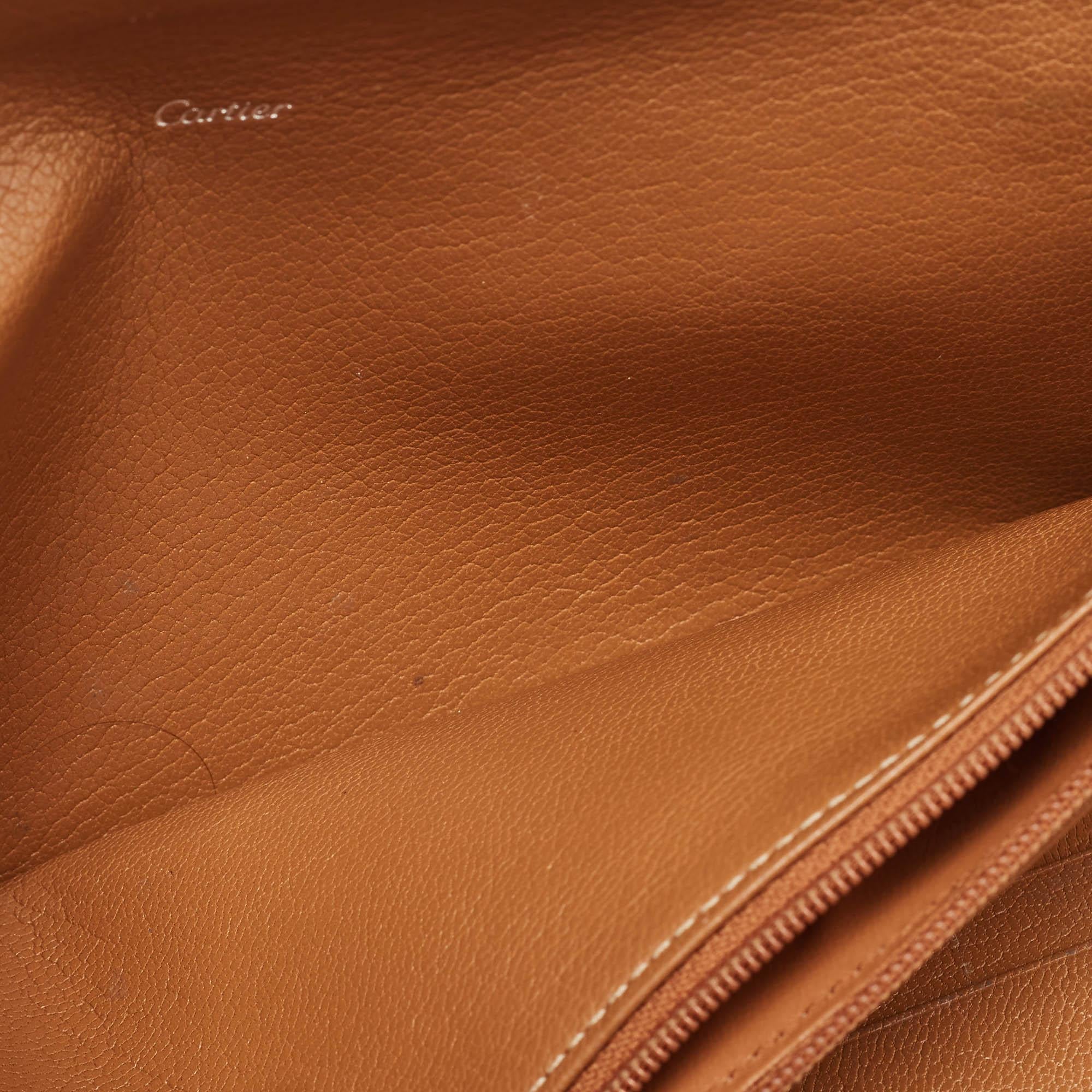 Women's Cartier Brown Leather Le Must Envelope Trifold Wallet For Sale