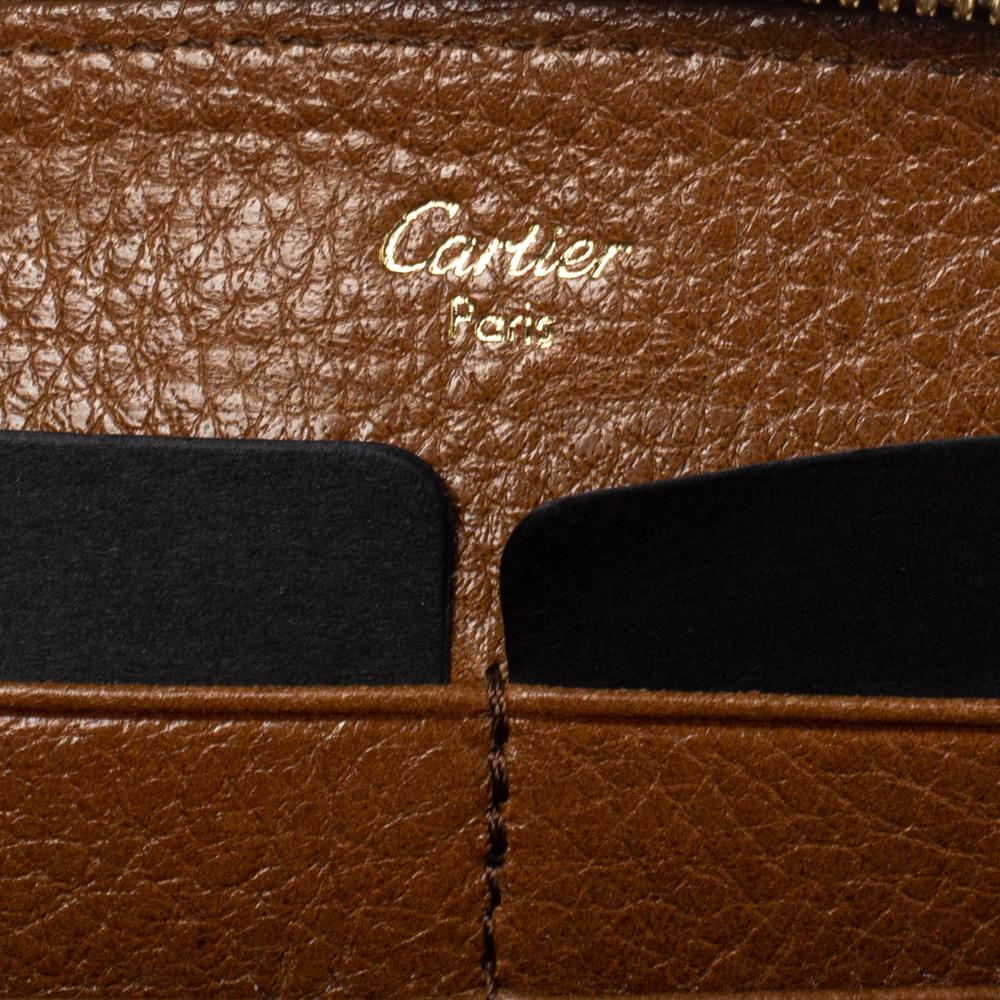 Cartier Braunes Leder Marcello Portemonnaie mit Reißverschluss 6