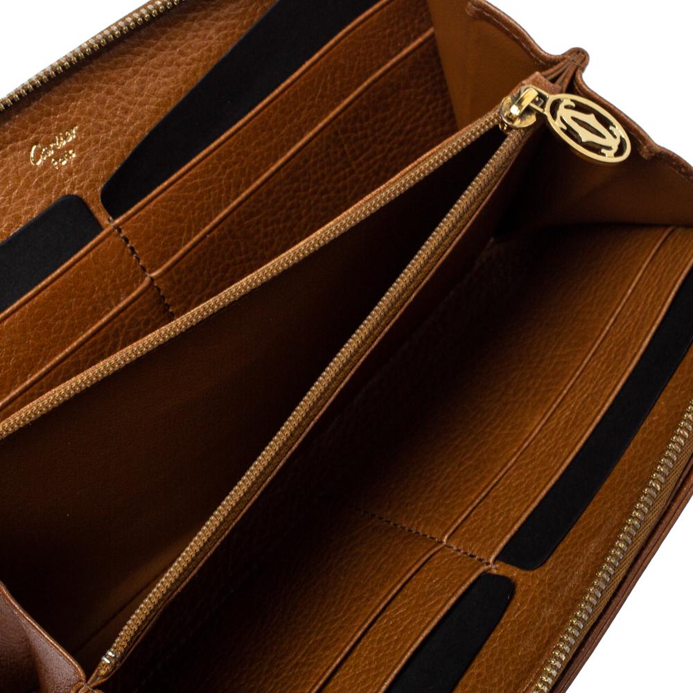 Cartier Braunes Leder Marcello Portemonnaie mit Reißverschluss 5