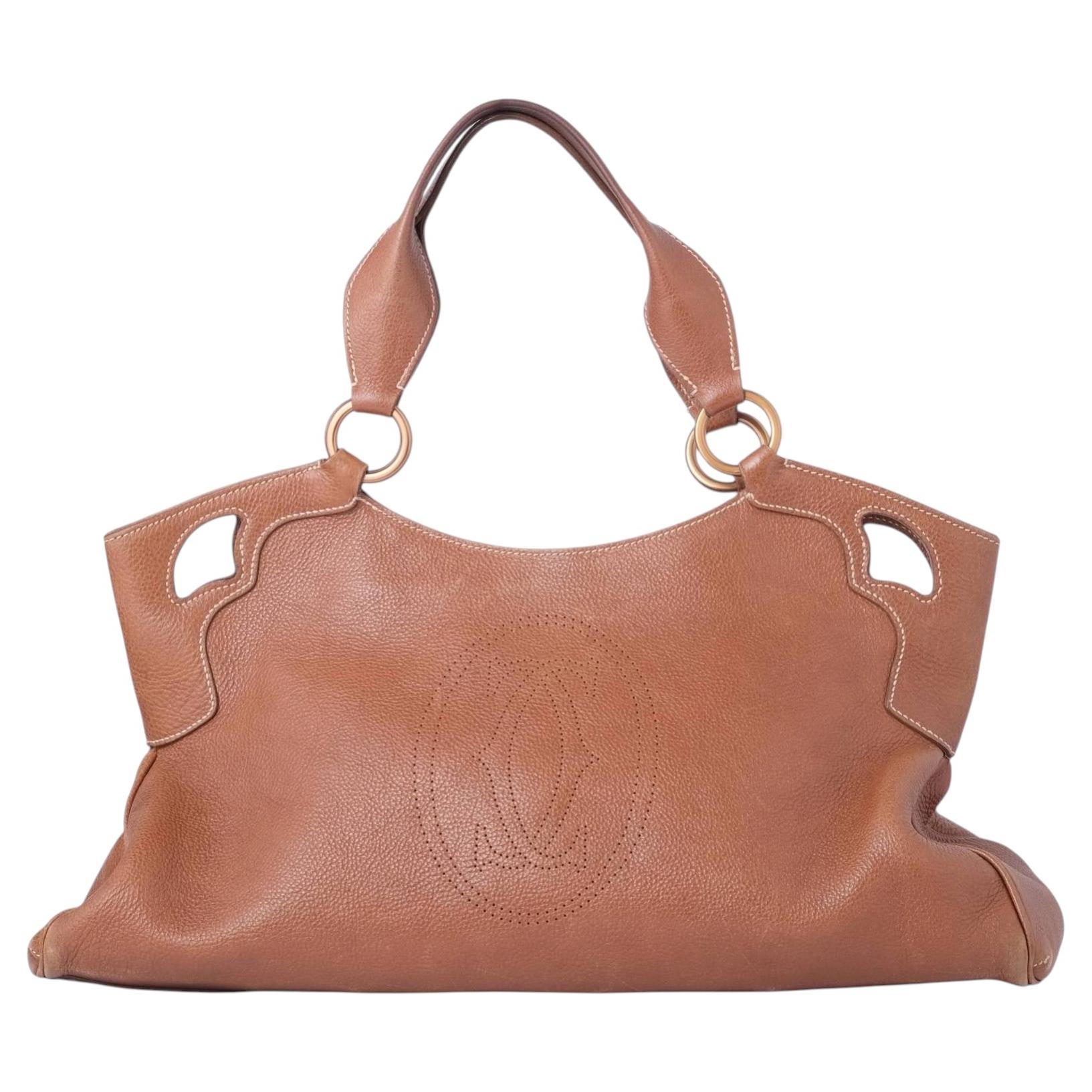 Borsa media Marcello de Cartier in pelle marrone - anni '10
