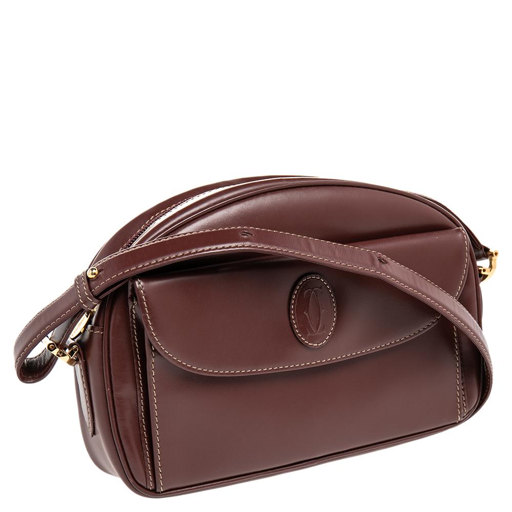 Cartier Brown Leather Must de Cartier Shoulder Bag In Good Condition In Dubai, Al Qouz 2