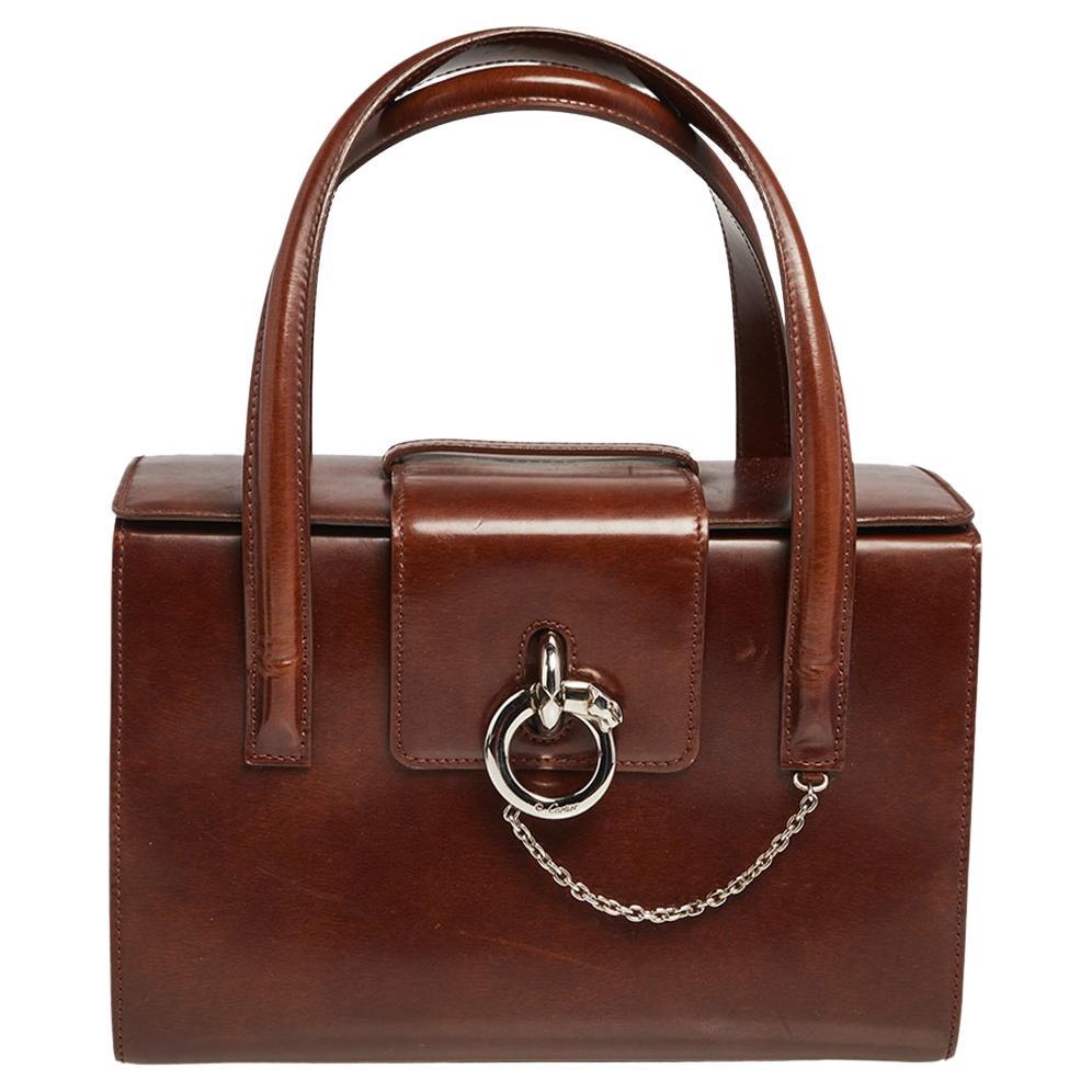 Cartier Brown Leather Panthere Box Bag at 1stDibs | cartier box bag, cartier  brown bag
