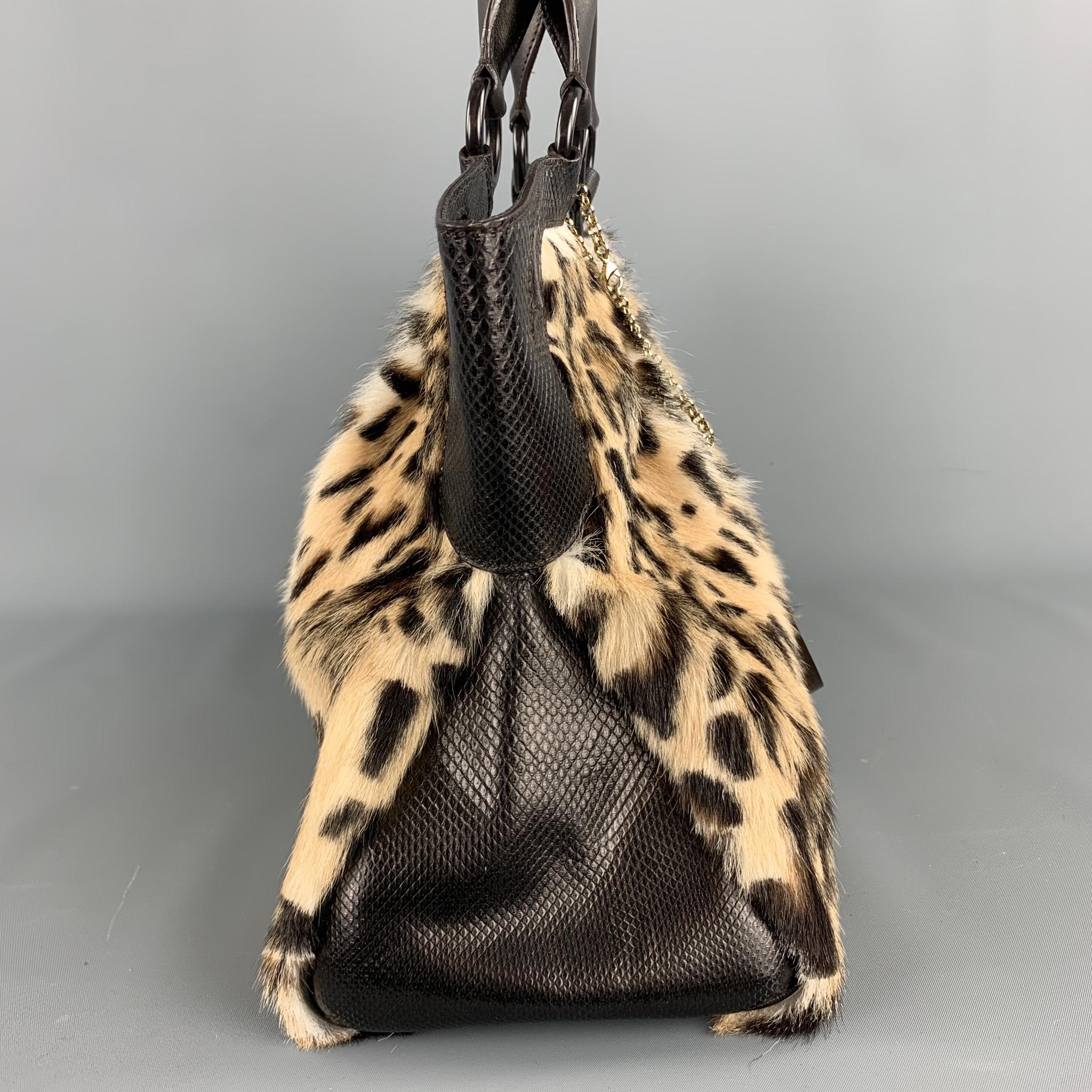 CARTIER Braun Leopard Print Pelz Top Handle Marcello de Cartier Handtasche Damen