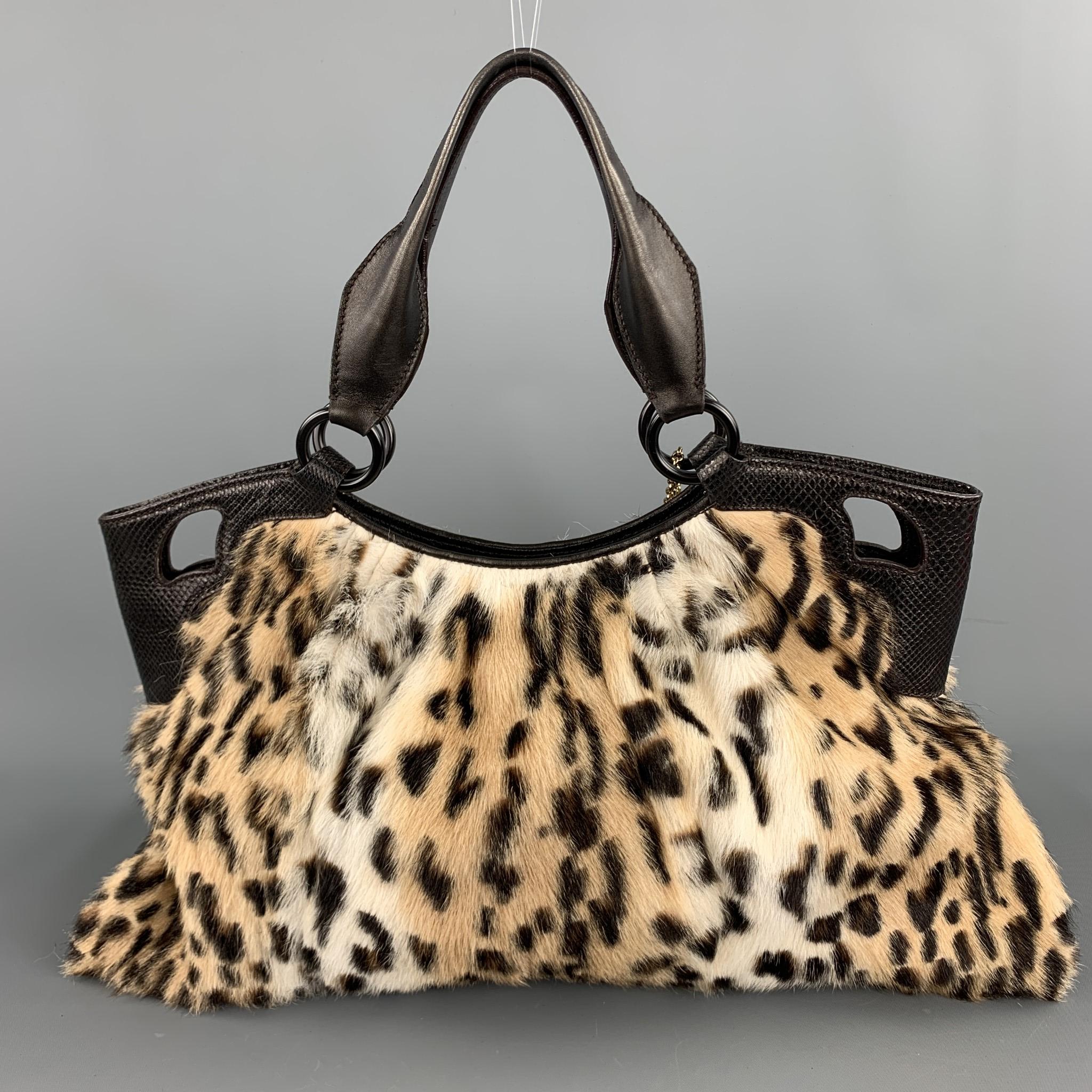 CARTIER Braun Leopard Print Pelz Top Handle Marcello de Cartier Handtasche 1