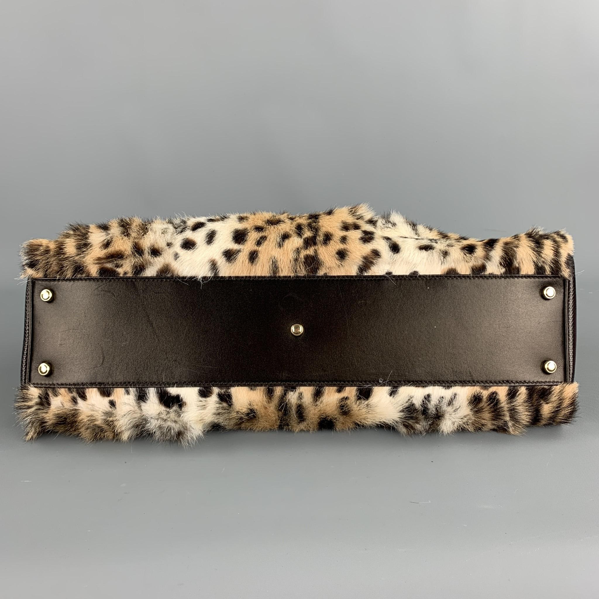 Black CARTIER Brown Leopard Print Fur Top Handle Marcello de Cartier Handbag