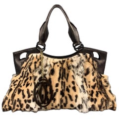 CARTIER Brown Leopard Print Fur Top Handle Marcello de Cartier Handbag
