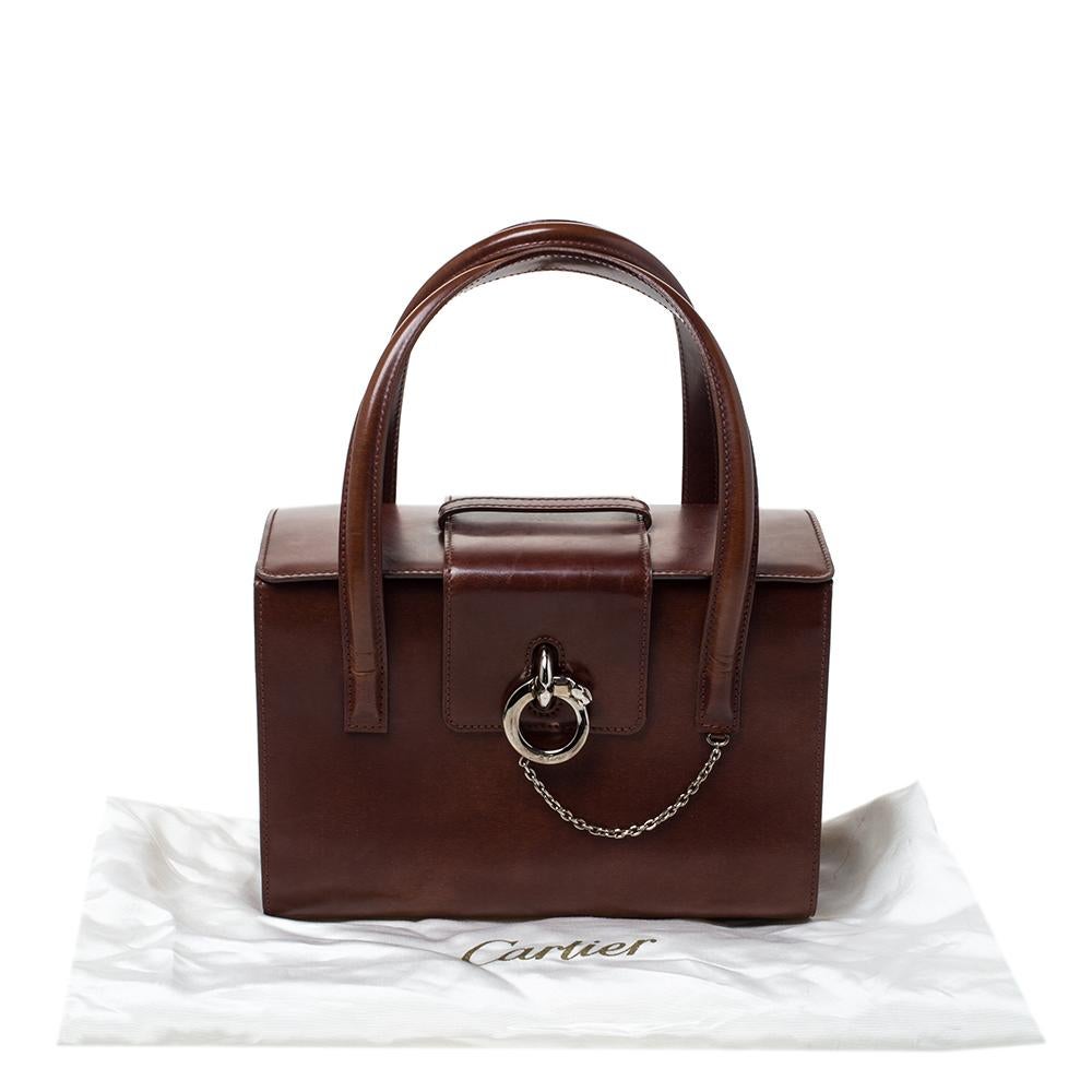 Cartier Brown Patent Leather Panthere Box Bag 6