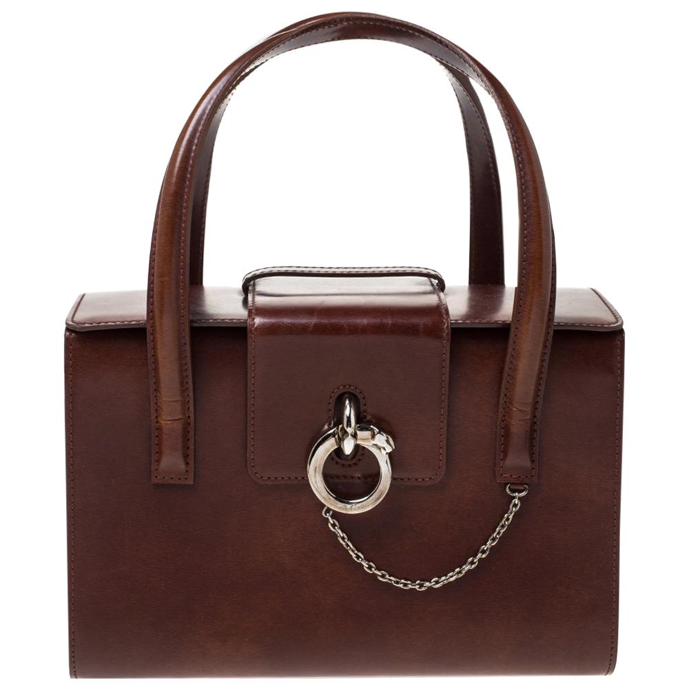 Cartier Brown Patent Leather Panthere Box Bag