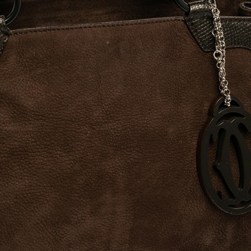 Women's Cartier Brown Suede and Leather Medium Marcello de Cartier Bag