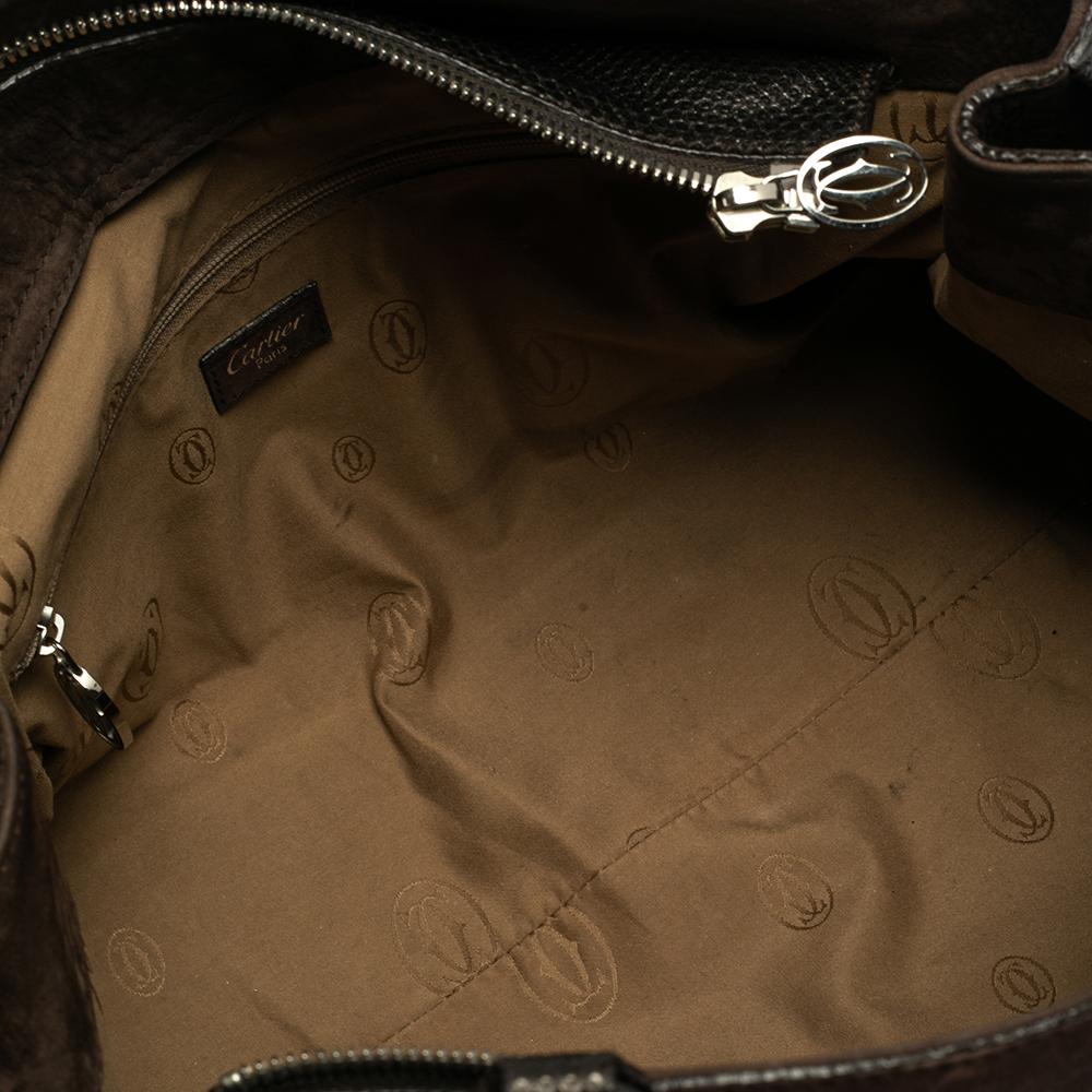 Cartier Brown Suede and Leather Medium Marcello de Cartier Bag 2