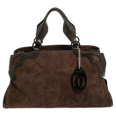 Cartier Brown Suede and Leather Medium Marcello de Cartier Bag