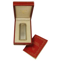 Cartier Brushed Silver Trinity Oval Cigarette Lighter With Cartier Box