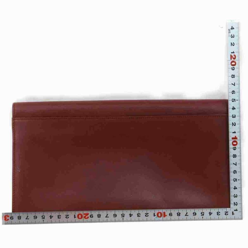 Cartier Burgundy Bordeaux Leather Flap Clutch Pochette Envelope 860293 2