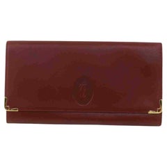 Vintage Cartier Burgundy Bordeaux Leather Flap Clutch Pochette Envelope 860293