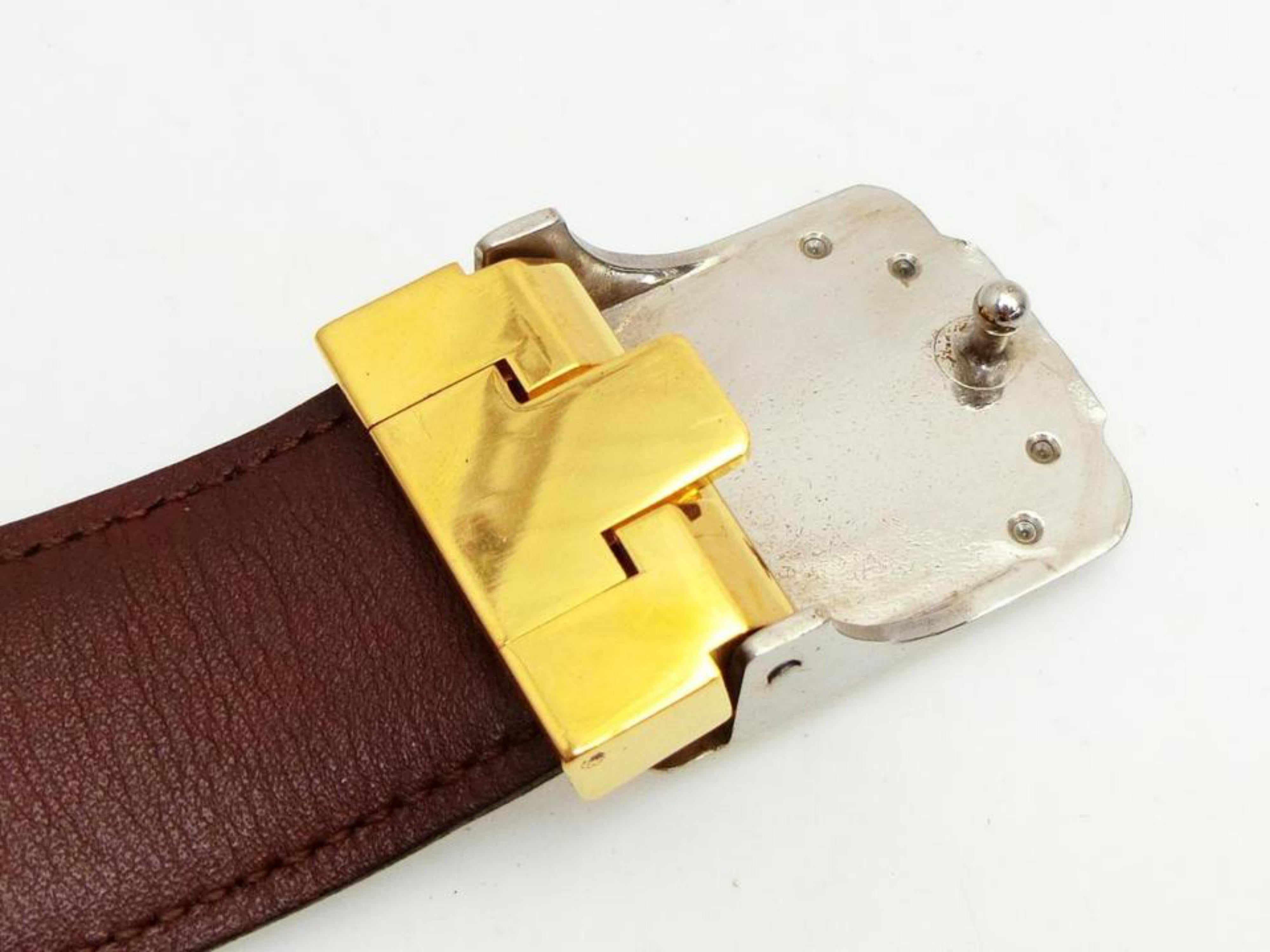Women's Cartier Burgundy Bordeaux Santos Logo 229646 Belt For Sale