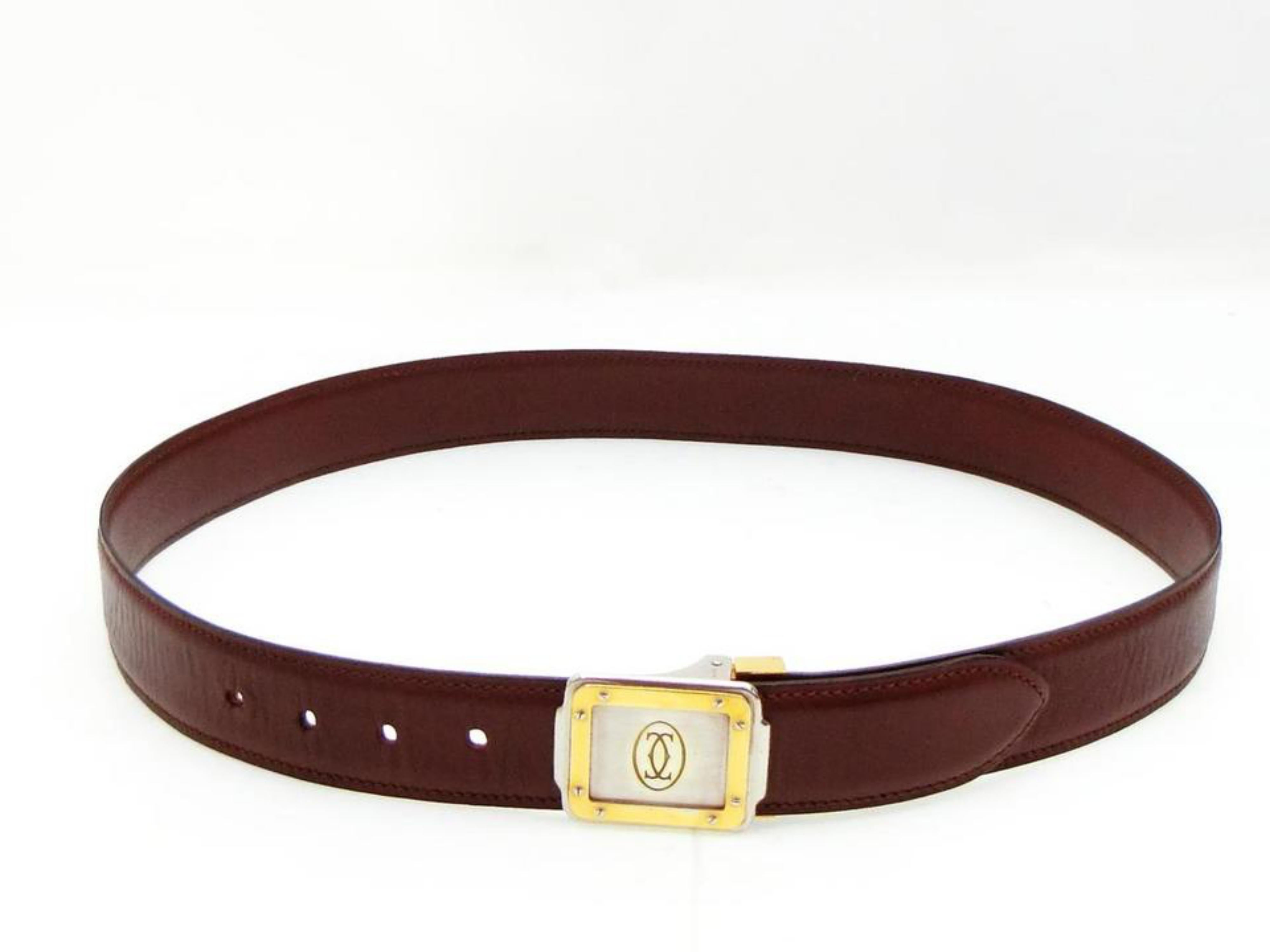 Cartier Burgundy Bordeaux Santos Logo 229646 Belt For Sale 1
