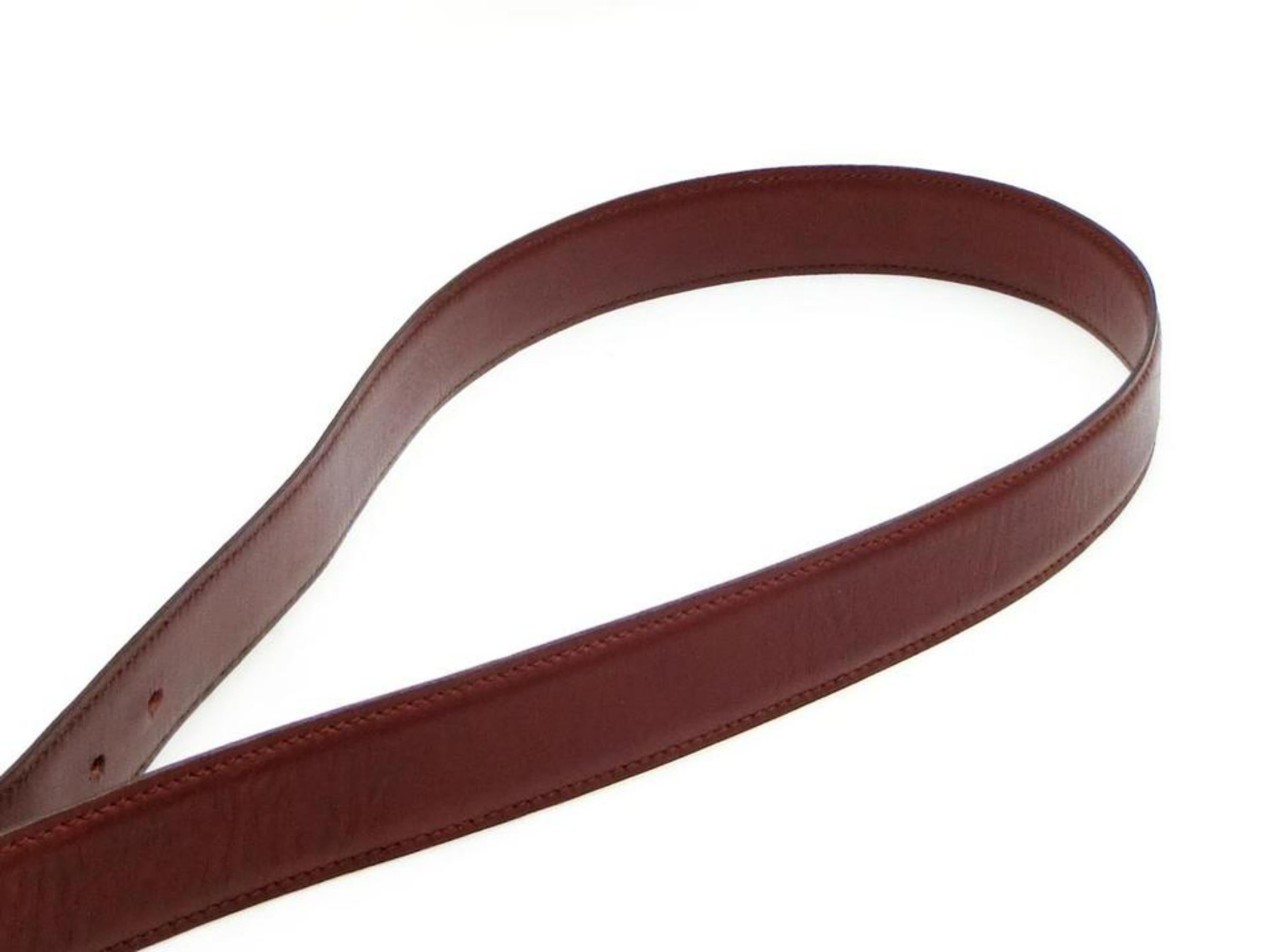 Cartier Burgundy Bordeaux Santos Logo 229646 Belt For Sale 2