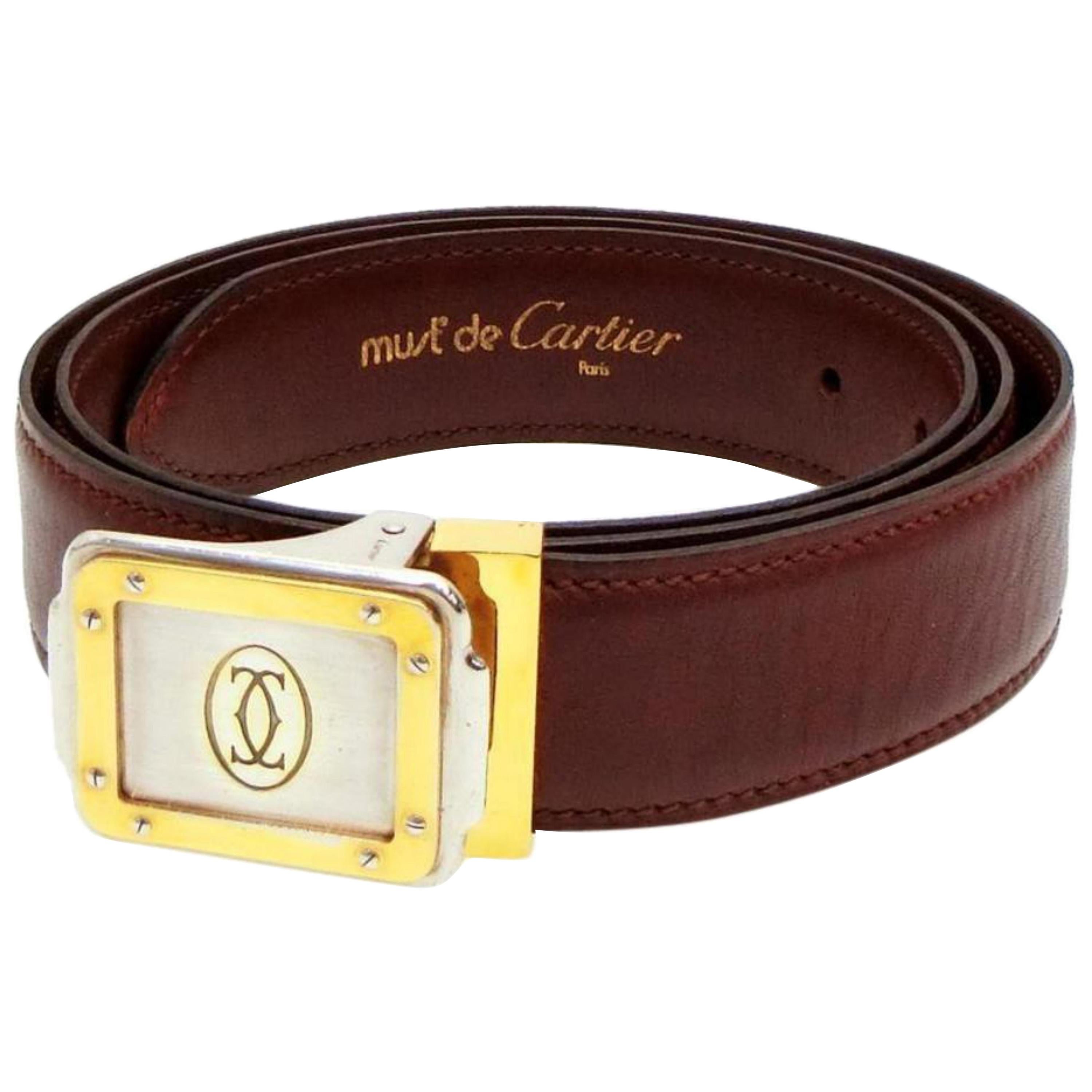 Cartier Burgundy Bordeaux Santos Logo 229646 Belt For Sale