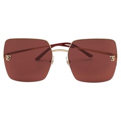 Lunettes de soleil carrées Cartier Burgundy CT0121S Panthère de Cartier