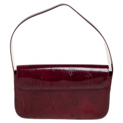 Cartier Burgundy Embossed Patent Leather Flap Baguette