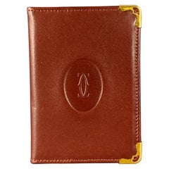 CARTIER Burgundy Gold Leather Bifold Card Case