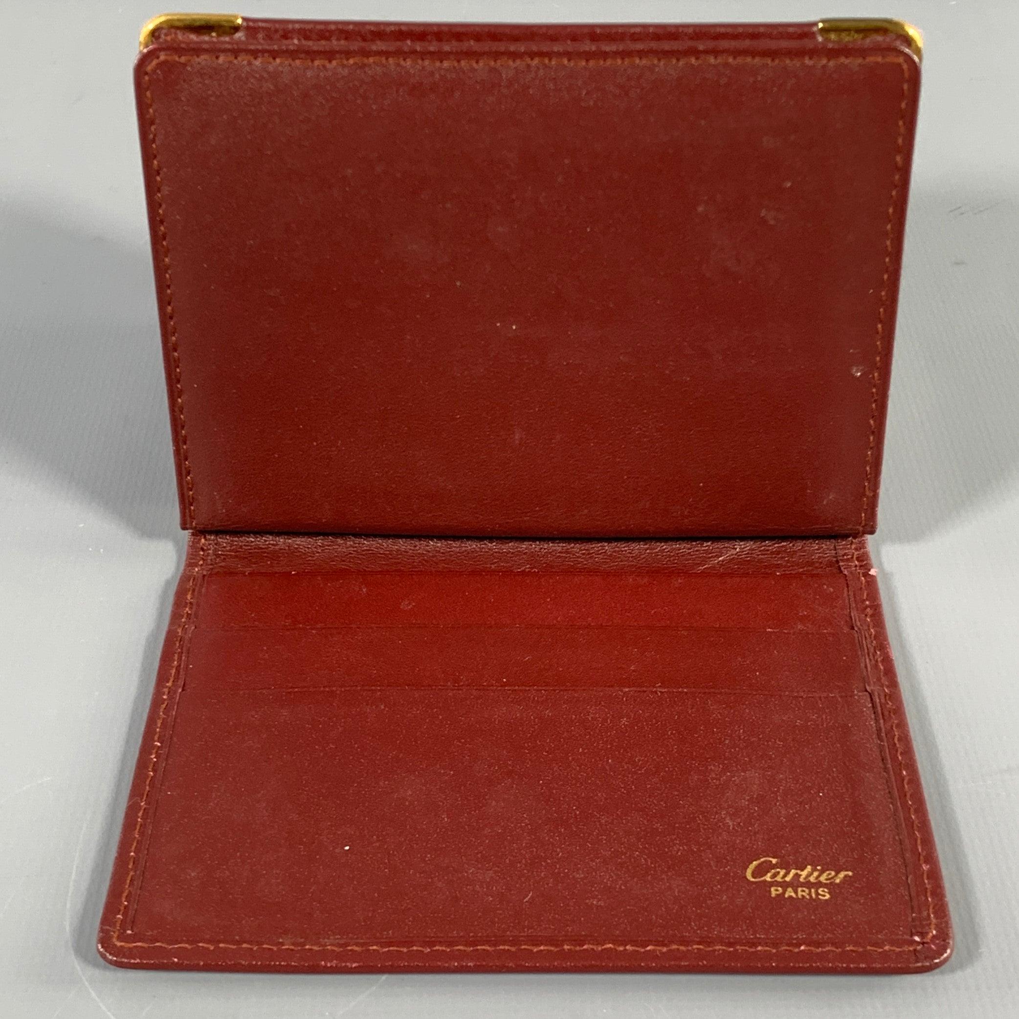 Men's CARTIER Burgundy Gold Leather Card Case Wallet