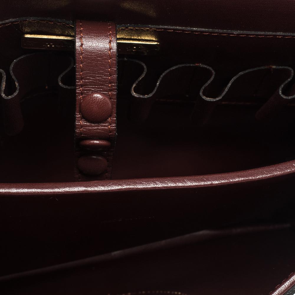 Cartier Burgundy Leather Flap Double Compartment Shoulder Bag 4