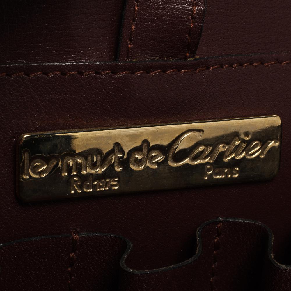 Cartier Burgundy Leather Flap Double Compartment Shoulder Bag 5