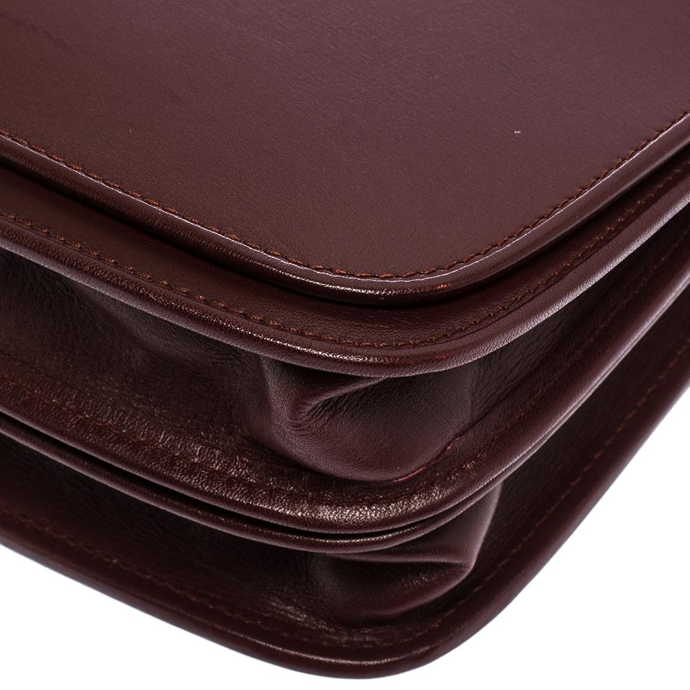 Cartier Burgundy Leather Flap Double Compartment Shoulder Bag 1