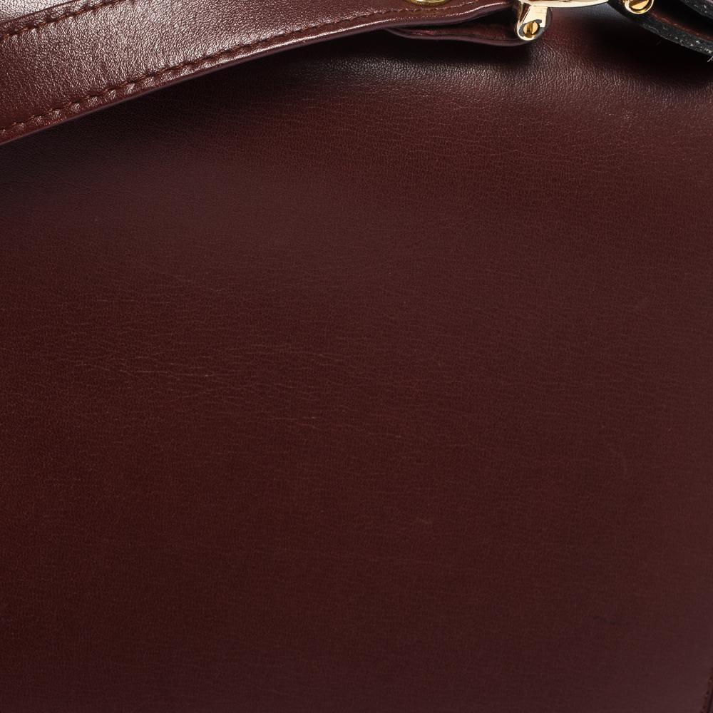 Cartier Burgundy Leather Flap Double Compartment Shoulder Bag 2