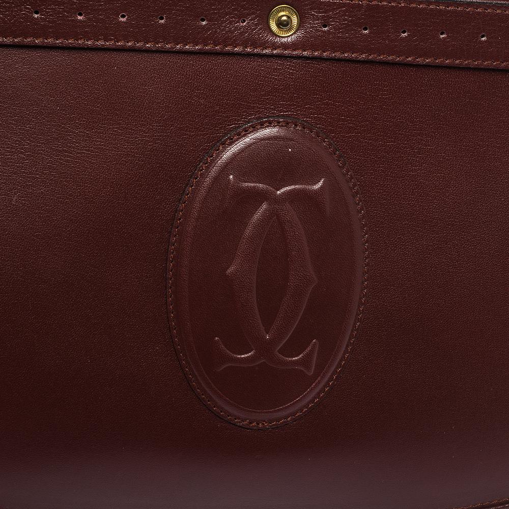 Cartier Burgundy Leather Flap Double Compartment Shoulder Bag 3