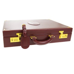 Cartier Burgundy Leather Gold Hardware Men's Women's Business Briefcase Bag