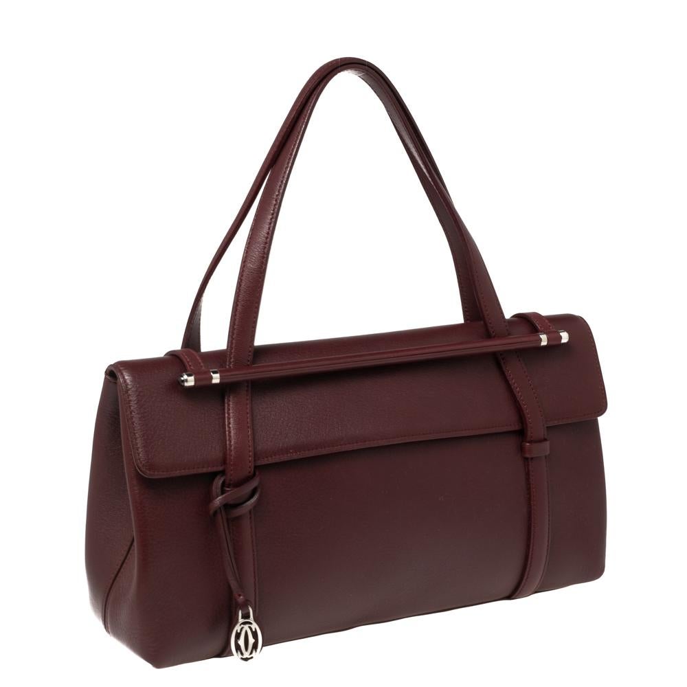Cartier Burgundy Leather Happy Birthday Cabochon Flap Bag 5