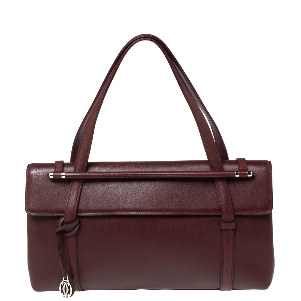 Cartier Burgundy Leather Happy Birthday Cabochon Flap Bag 6
