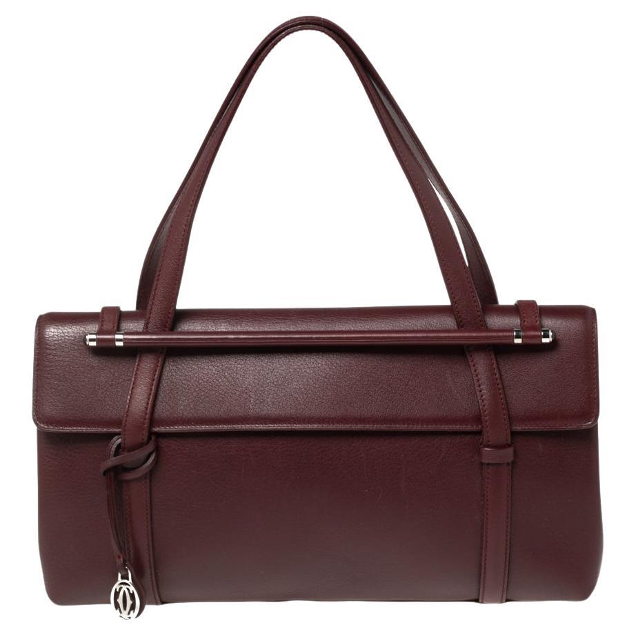 Cartier Burgundy Leather Happy Birthday Cabochon Flap Bag