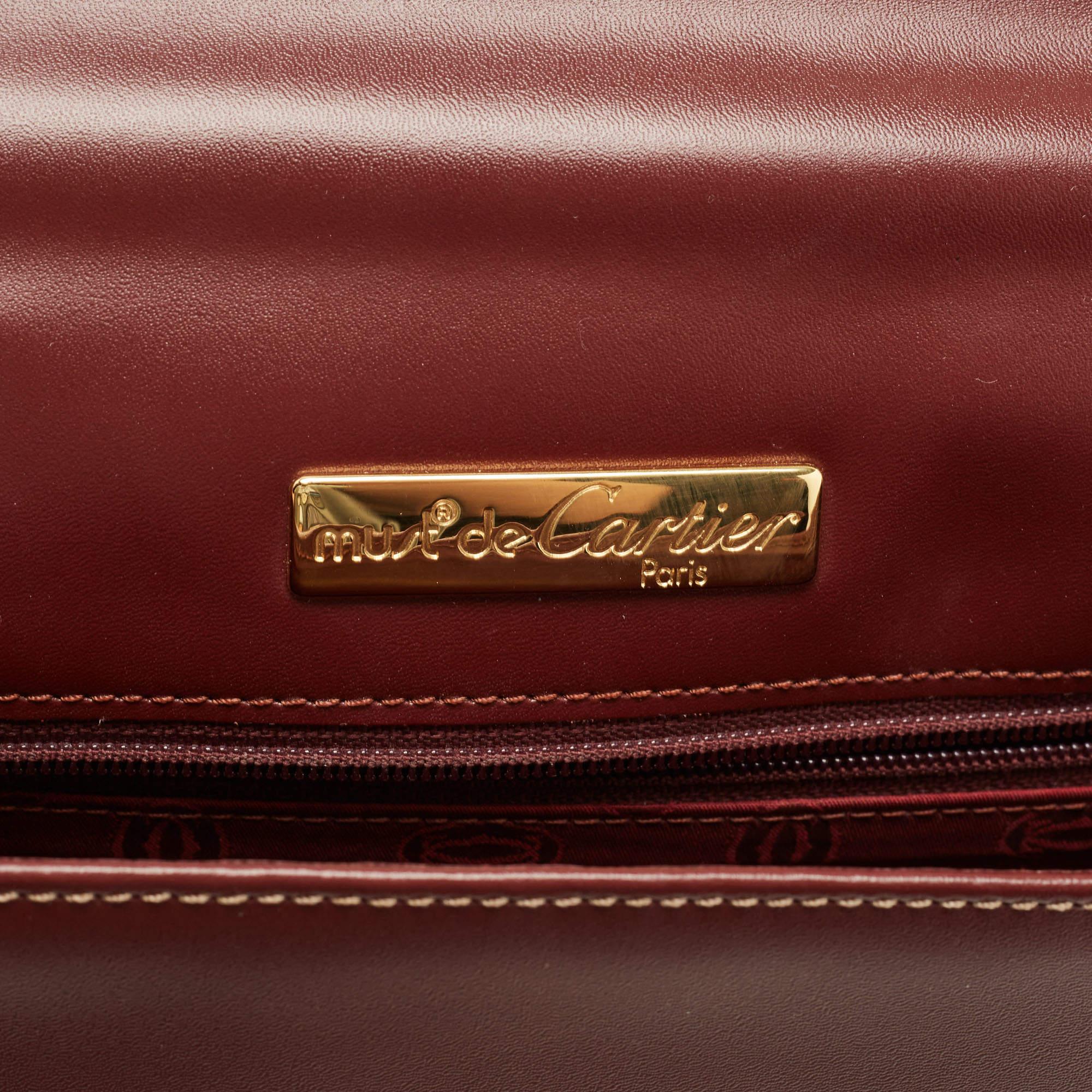 Cartier Burgundy Leather Le Must De Cartier Top Handle Bag 5