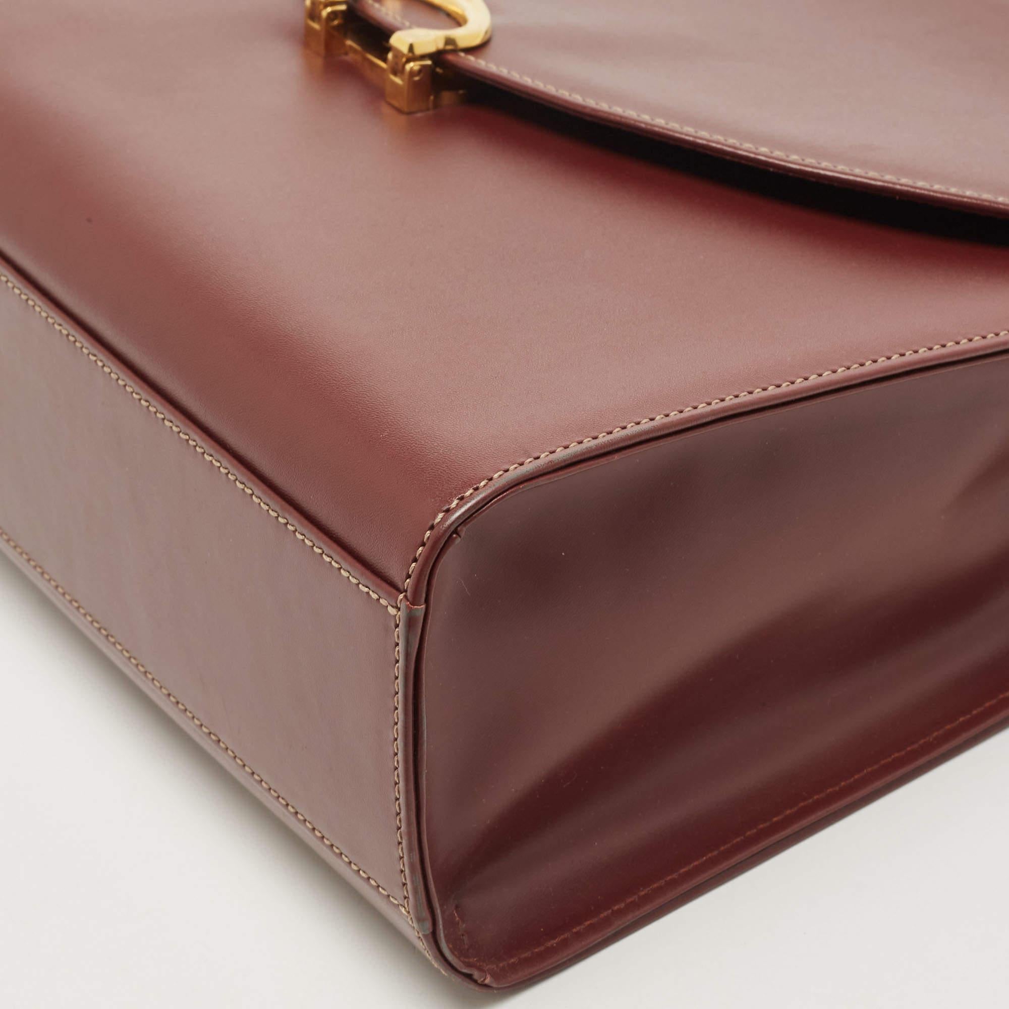 Cartier Burgundy Leather Le Must De Cartier Top Handle Bag 10